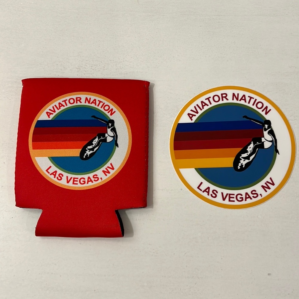 Aviator Nation Las Vegas Coozie and Bumper Sticker